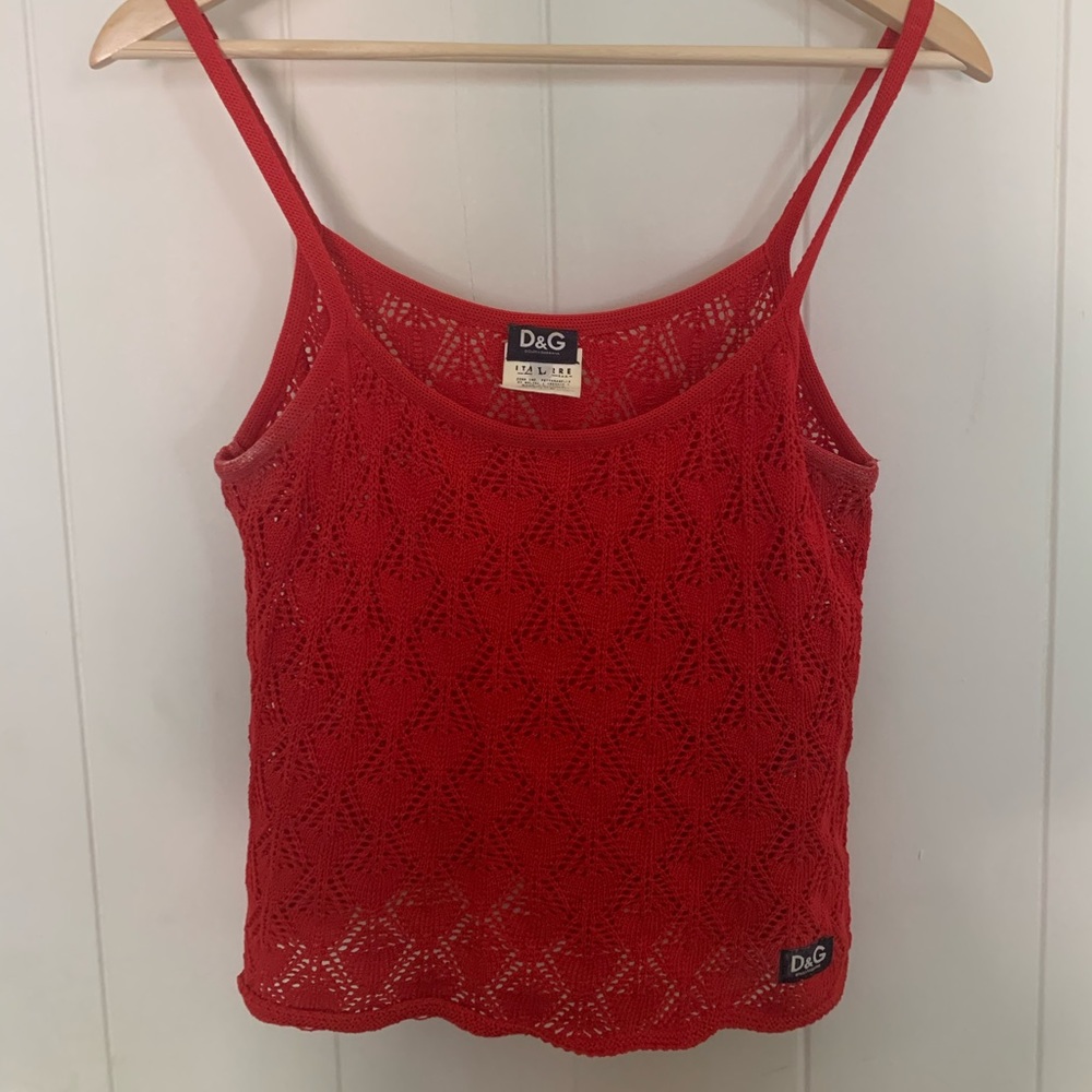 Dolce & Gabbana red knit top